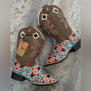 NWT Twister Multicolored Aztec Cowboy or Farmer Boots
